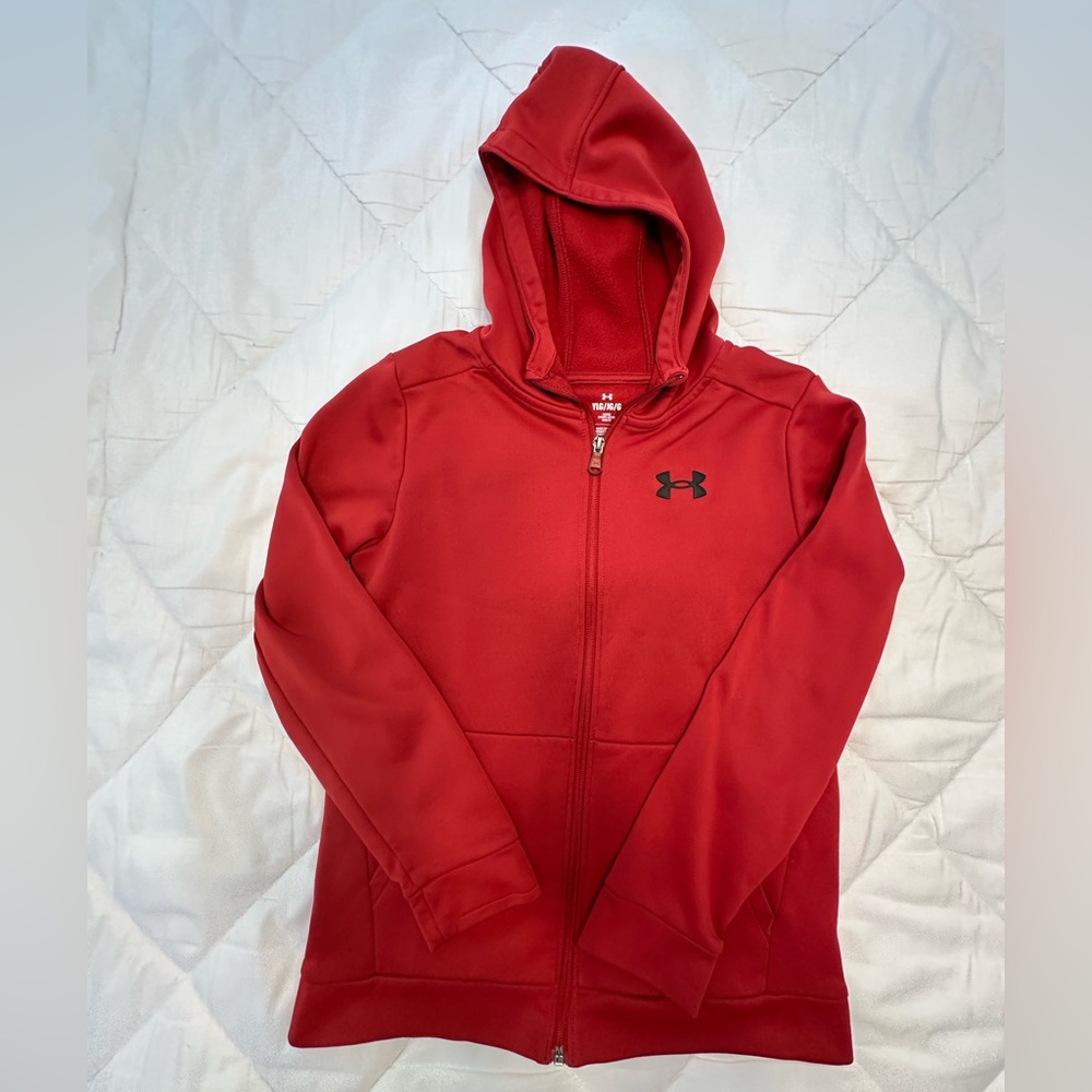 Under Armour Boys Red Zip-Up Hoodie Size YL
